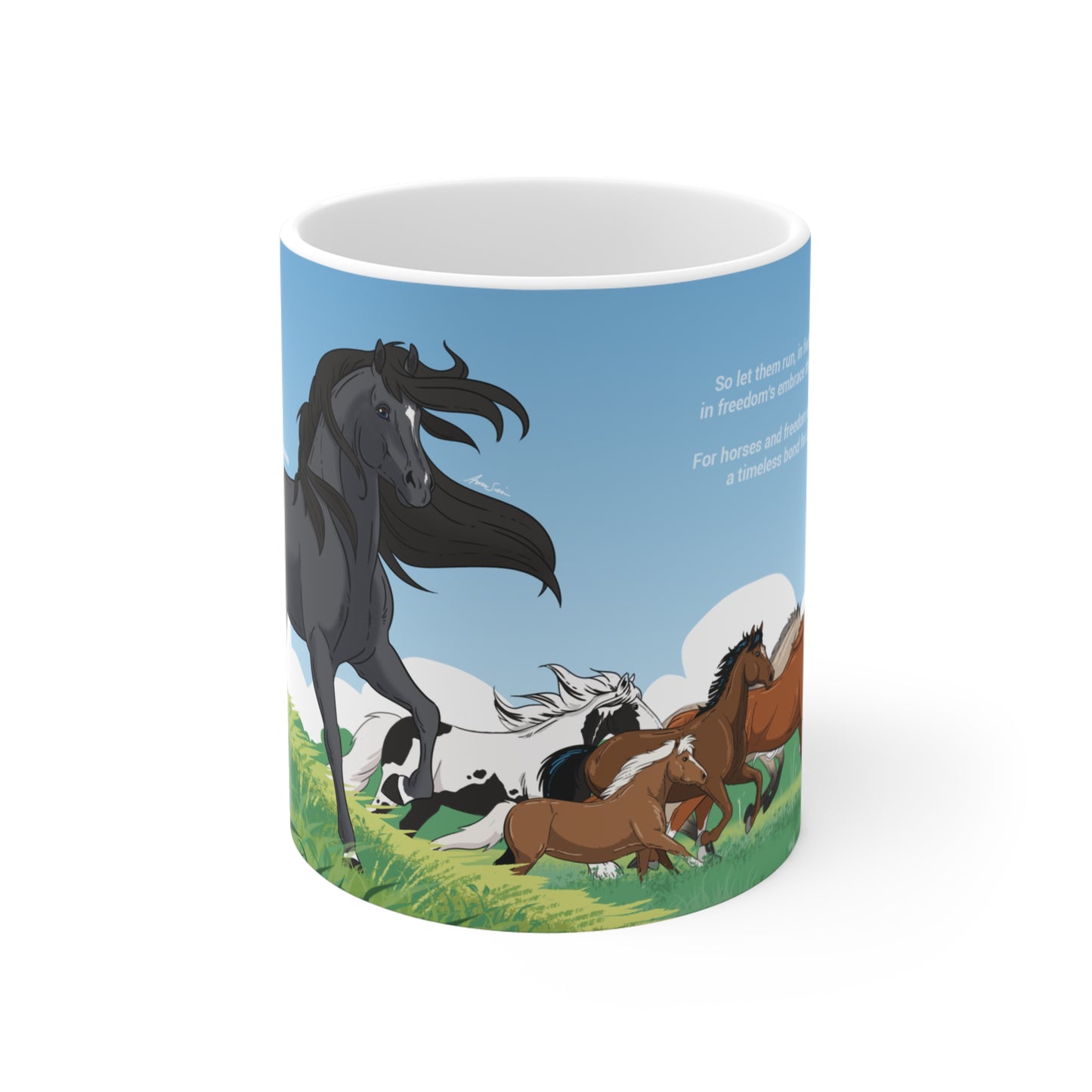 Freedom, Wild horses Mug / Black