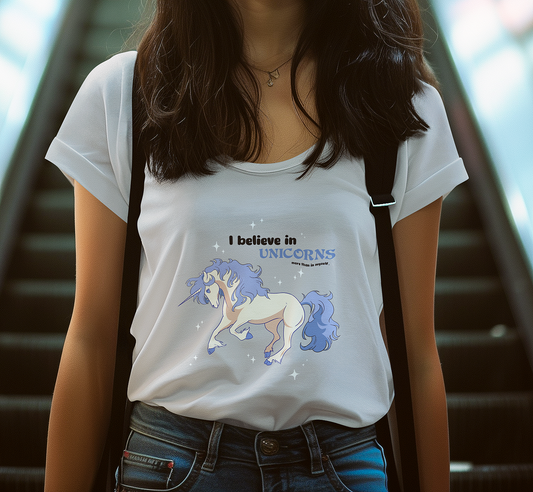 I believe in UNICORNS more than in myself (Blue) - Organic T-Shirt