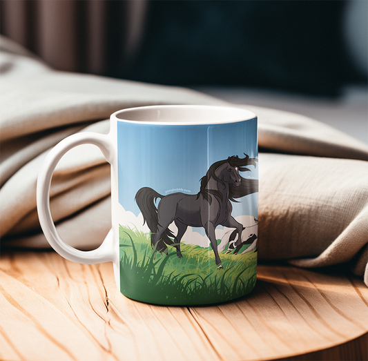 Freedom, Wild horses Mug / Black